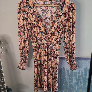 Floral Faux Wrap Dress